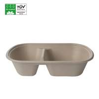 2 Compartment Food Container Biodegradable Sugarcane Bagasse Lunch Box With Lid