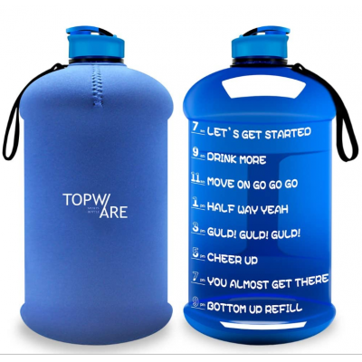 Water Bottle with Case - Bodybuilding Water Bottle - Strong Durable 2.2 Litre Water Bottle with Handle - BPA Free Large Half