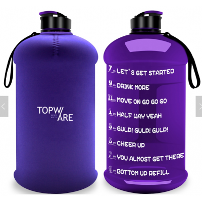 100% BPA-Free DEHP-Free eco friendly tritan plastic Water Drinking Bottle With Custom Sleeve 2.2 l