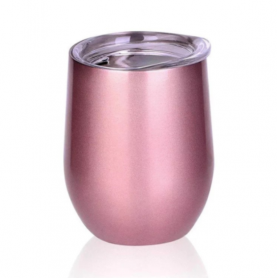 Wholesale 12oz Stainless Steel Stemless Wine Glass Double Wall Insulated Vacuum Mug with Lid