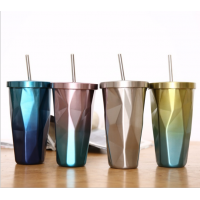 China factory price Stainless steel colorful Water cups With Straw Fruit Juice cup manufacturer