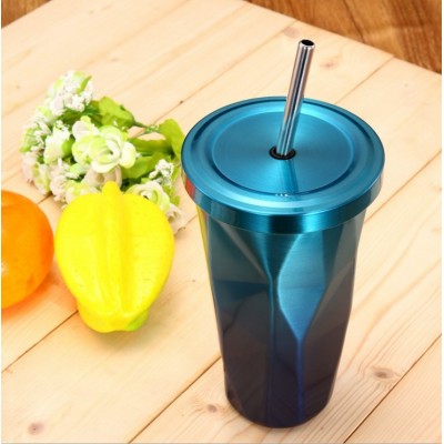 China manufacture Hot cold tumbler Promotional double wall vacuum stainless steel coffee cup with straw ,water botter,home mug