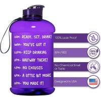 Half Gallon Motivational Water Bottle with Time Marker Large BPA Free Jug with Handle Reusable Leak Proof Bottle Drink More