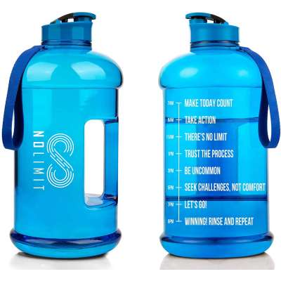 2.2L Large Sports Water Bottle With Carrying Strap Leak Proof Wide Mouth Lid Dishwasher Safe Lightweight Food Grade Tough Tritan