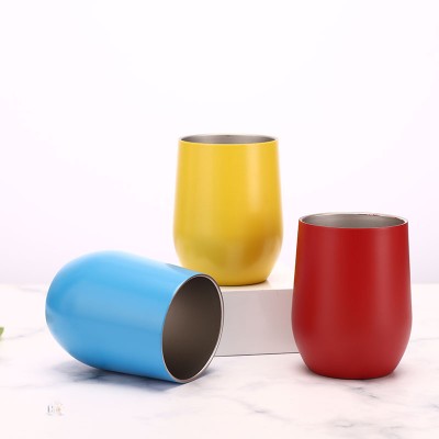 2020 Hot selling cups in Amazon double wall stainless steel wine tumbler glitter egg shape mugs with sliding lid